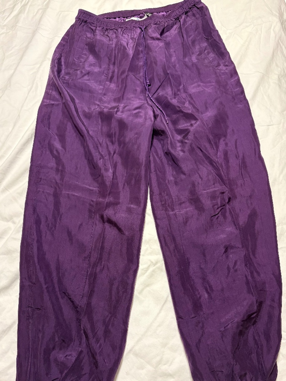 Vintage 1994 The La Costa Spa Purple 100% Silk Track Pants - XL